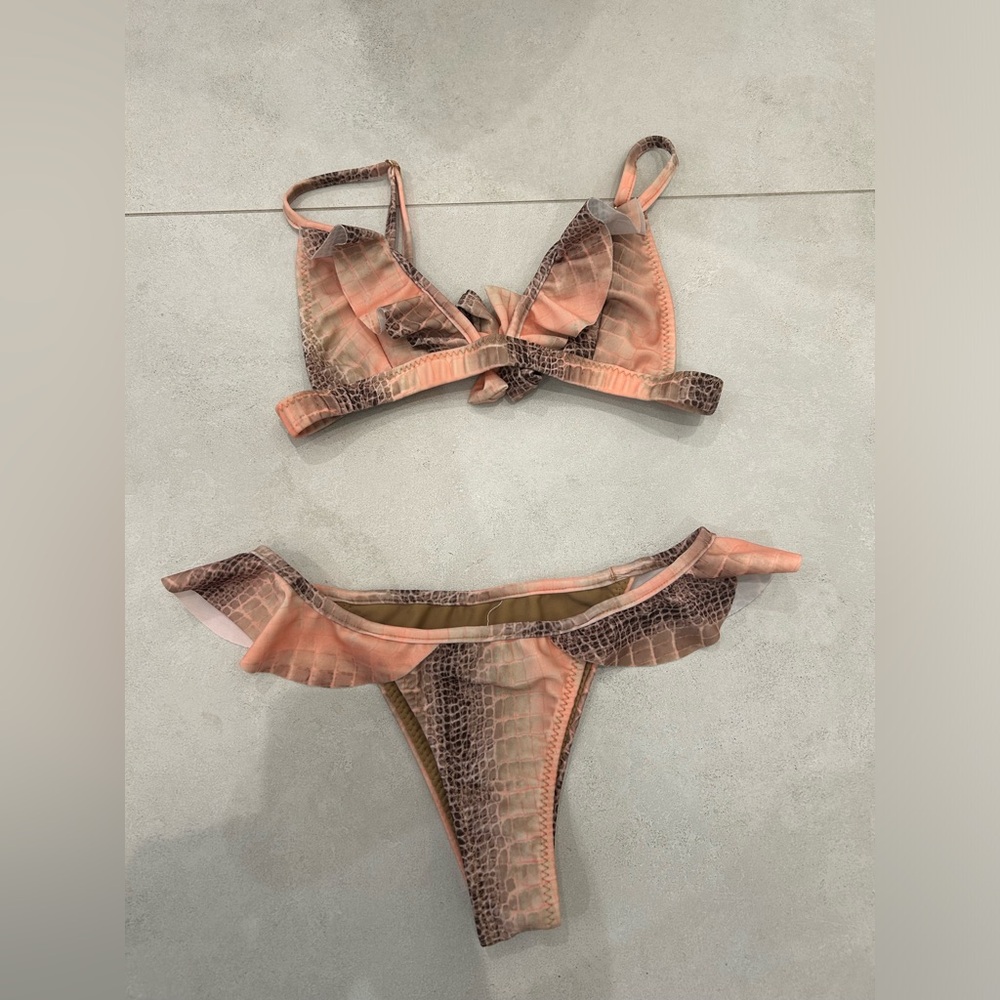 Stylish Pink and Brown Women's Bikini Set
